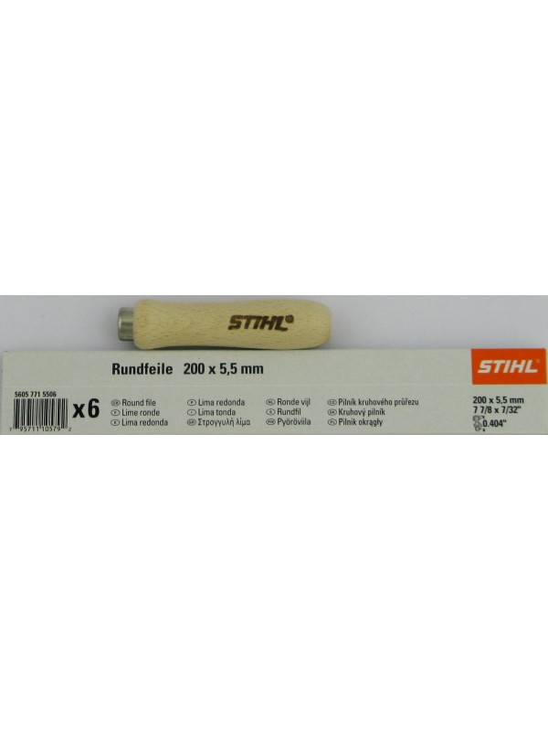STIHL 56057715506 Rundfeile 6 Stück für Sägeketten 5,5 mm für .404' mit 1 Holz Feilenhalter 