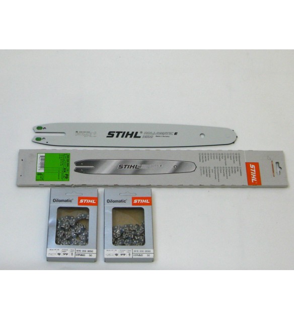 STIHL E Mini 35cm 1,1mm 3/8' 7 Zähne 30050003909 + 2x STIHL  (PMM3) Halbmeißel 3/8'P 1,1mm 35 cm ( 3610 000 0050 )