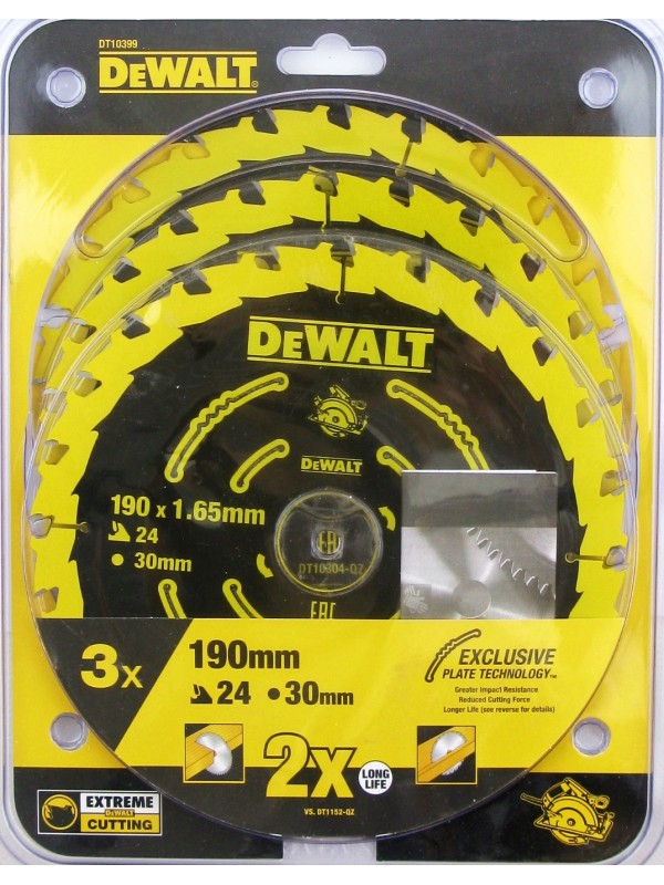 DeWalt DT10399 Extreme 3er Pack 190 x 1,65 mm Kreissägen Sägeblatt Makita